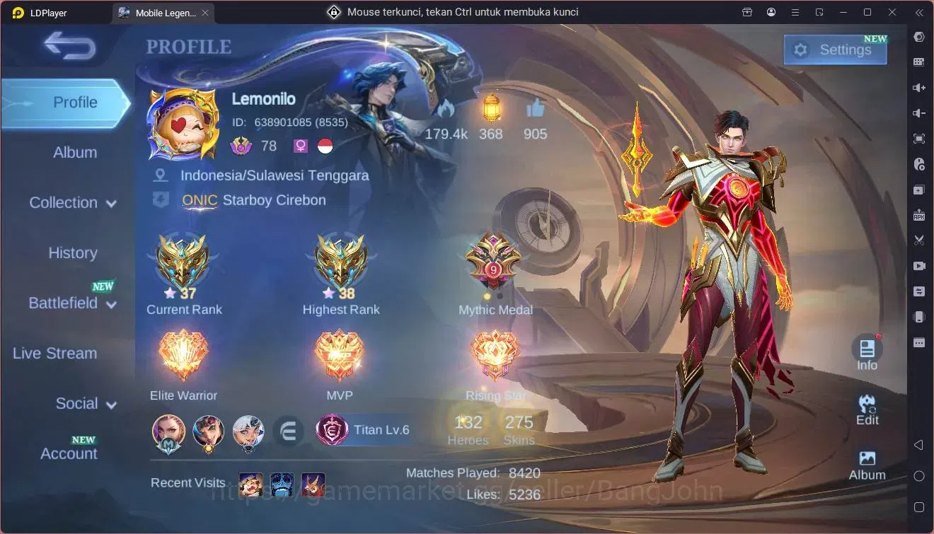 Mobile Legends: Bang Bang Accounts Global|Hero 132|Skin 275|Renowned|11.11 GS|KOF Kar image 1
