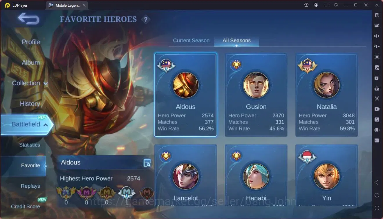 Mobile Legends: Bang Bang Accounts Global|Hero 132|Skin 275|Renowned|11.11 GS|KOF Kar image 4