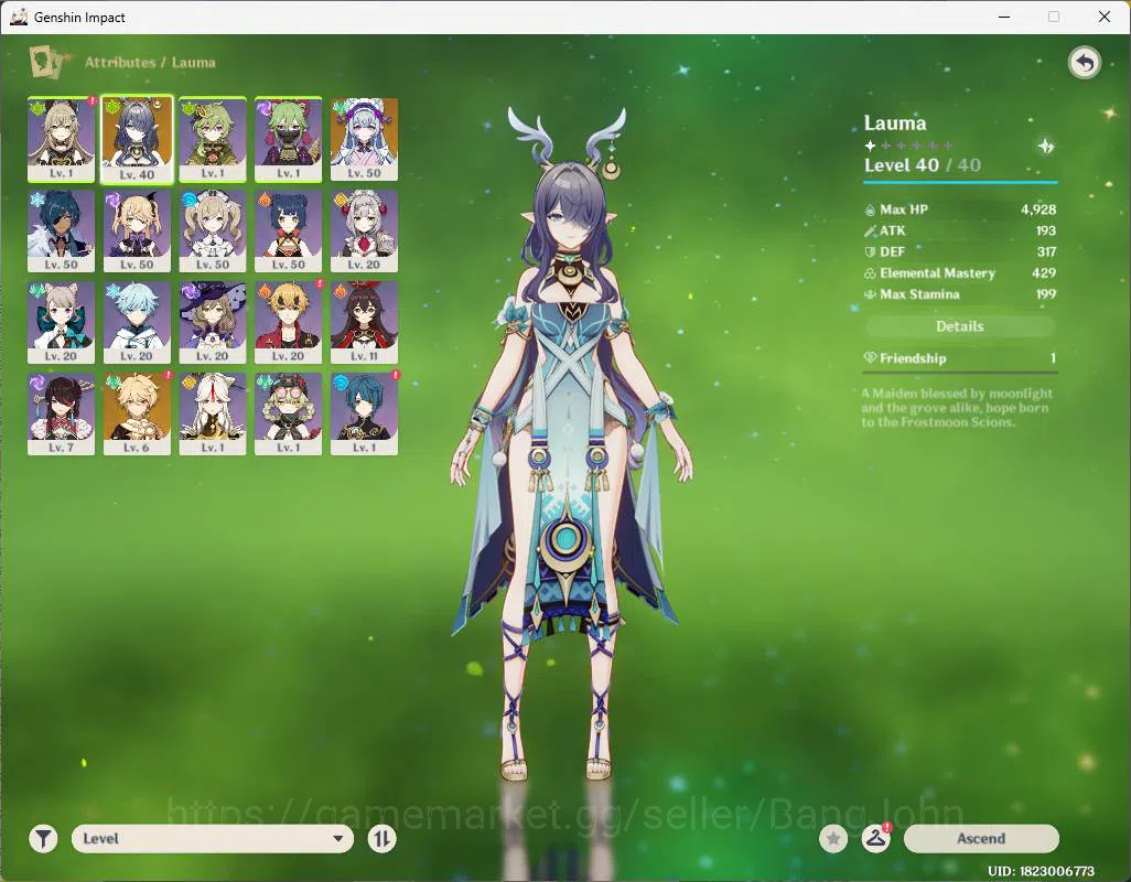 Genshin Impact Accounts ASIA|AR 35|2 limit| Lauma, Yumemi Mizuki,etc|Low E image 16