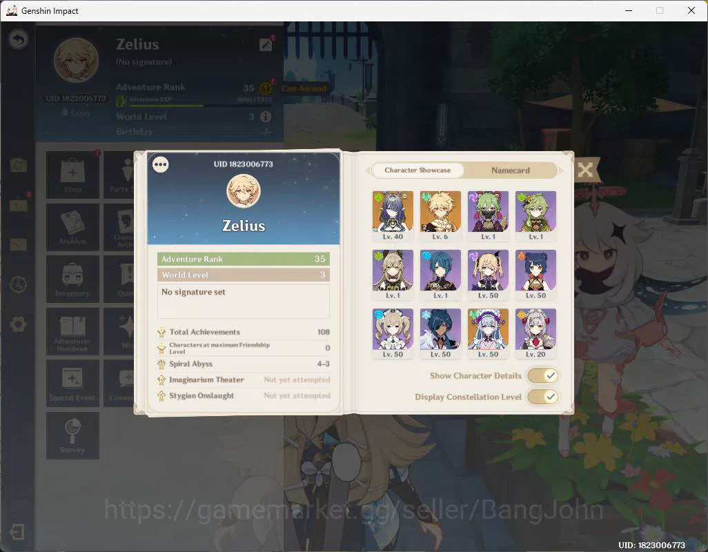 Genshin Impact Accounts ASIA|AR 35|2 limit| Lauma, Yumemi Mizuki,etc|Low E image 17