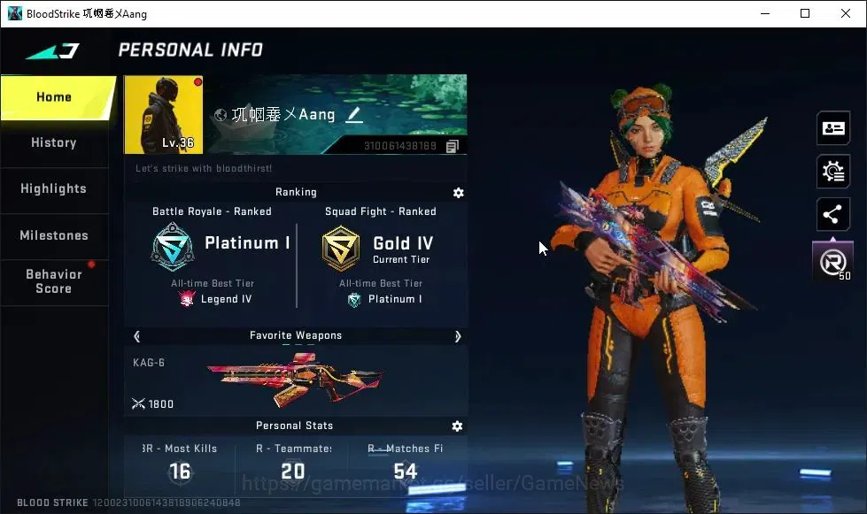 Blood Strike Accounts ASIA|3 ETERNAL[M4A1 Lv2,M700 Lv3,KAG-6 Lv2]|Melee  image 2