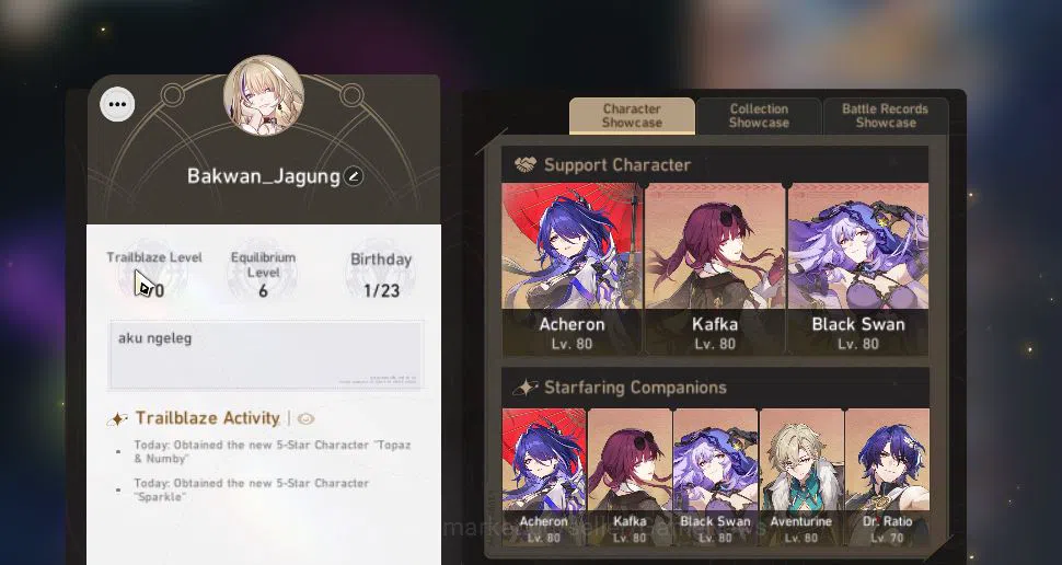 Honkai Star Rail Accounts Asia|TL 70|Free GI|8 Limited|Kafka E1+Sign,Black S image 2