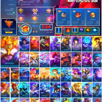 Mobile Legends: Bang Bang Accounts Collector #4311 534 Skins | Johnson Sovereign of Realms (LEGEND) | Alucard Obsidian Blade