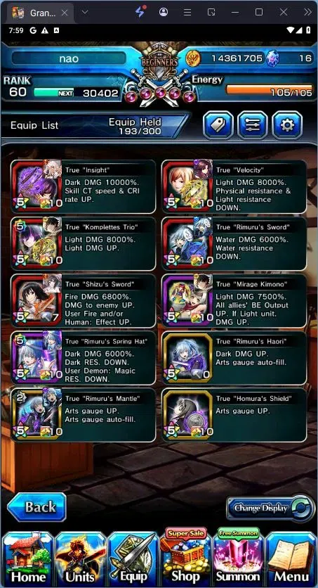 Grand Summoners Accounts End-Game Global | Rank 60 | 9 Ascend | Chloe TW, Summer Miyu TW, Running Rabbit Rimuru TW, Last 12