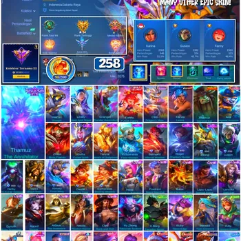 Mobile Legends: Bang Bang Accounts #4325 258 Skins | Karina Leona (KOF) | Bruno Neymar Jr (NEYMAR JR) | Khufra Cursed Scroll