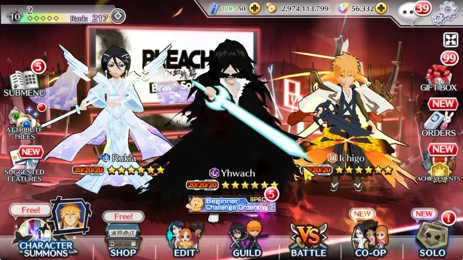 Bleach: Brave Souls Accounts High-End Global| 941K BP+56K Orb | End Game | 8K BS+5K PremAccTicket | Robert TYBW26 | Ichigo 1