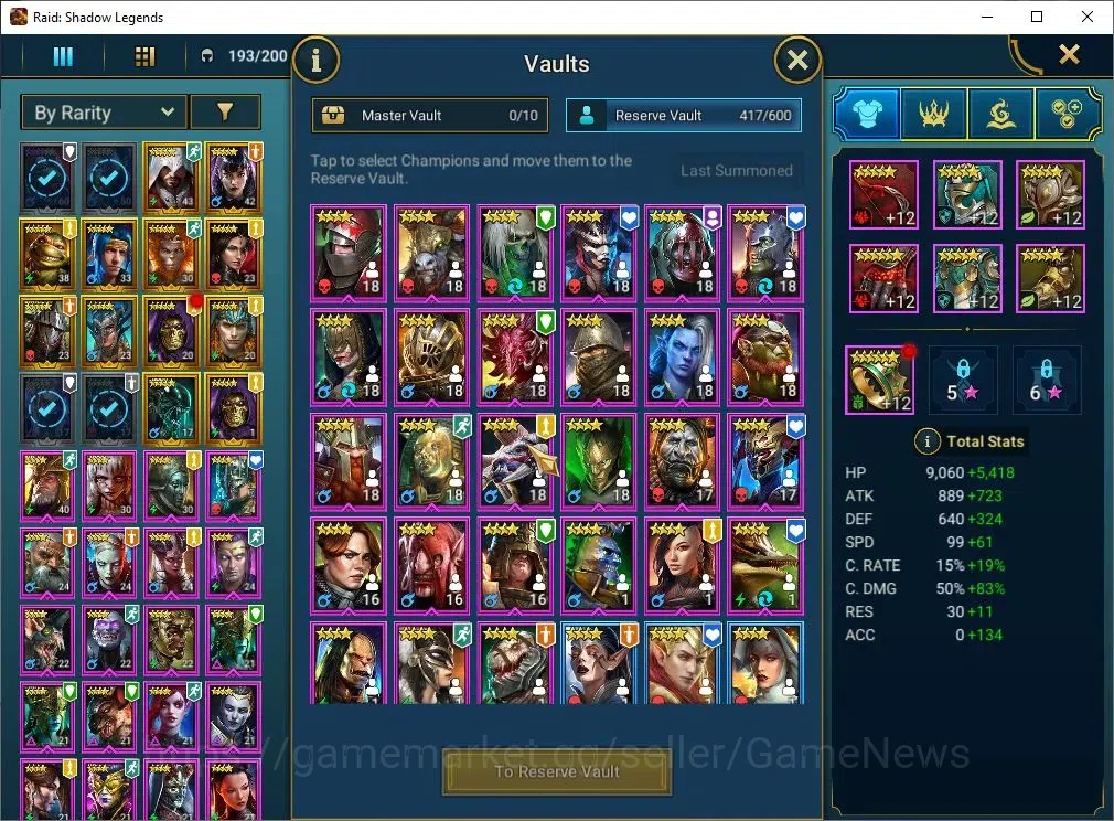 Raid: Shadow Legends Accounts Mid-Game Lv 33|923K Power|16 Legend(Ninja,Artax,Ezio,Mc Angelo,Corvis,Wukong,Alice,Etc)|54K 10