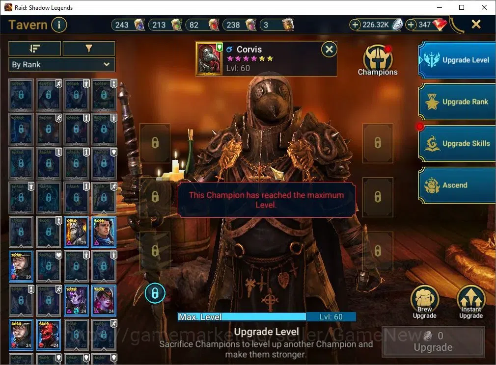 Raid: Shadow Legends Accounts Mid-Game Lv 33|923K Power|16 Legend(Ninja,Artax,Ezio,Mc Angelo,Corvis,Wukong,Alice,Etc)|54K 16