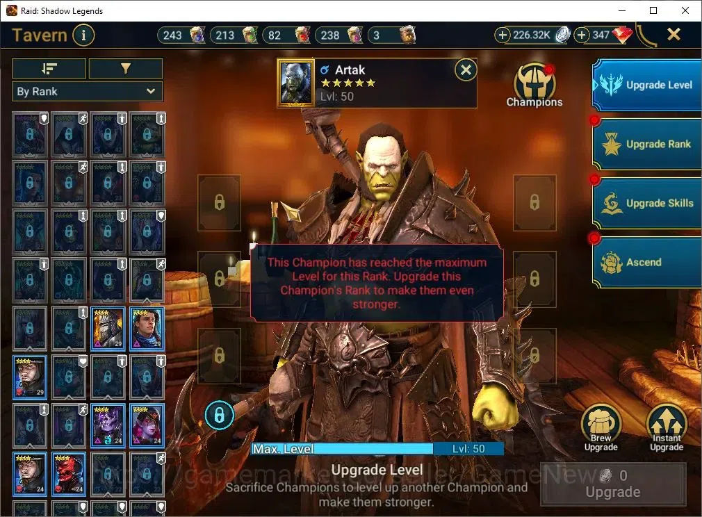 Raid: Shadow Legends Accounts Mid-Game Lv 33|923K Power|16 Legend(Ninja,Artax,Ezio,Mc Angelo,Corvis,Wukong,Alice,Etc)|54K 17