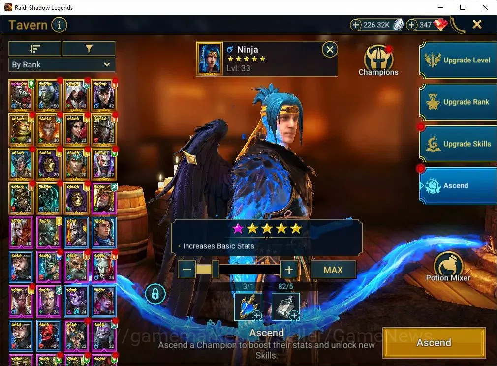 Raid: Shadow Legends Accounts Mid-Game Lv 33|923K Power|16 Legend(Ninja,Artax,Ezio,Mc Angelo,Corvis,Wukong,Alice,Etc)|54K 20