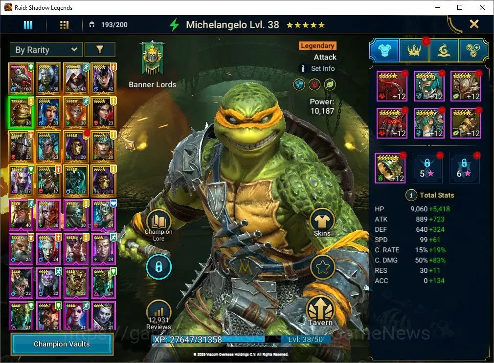 Raid: Shadow Legends Accounts Mid-Game Lv 33|923K Power|16 Legend(Ninja,Artax,Ezio,Mc Angelo,Corvis,Wukong,Alice,Etc)|54K 9