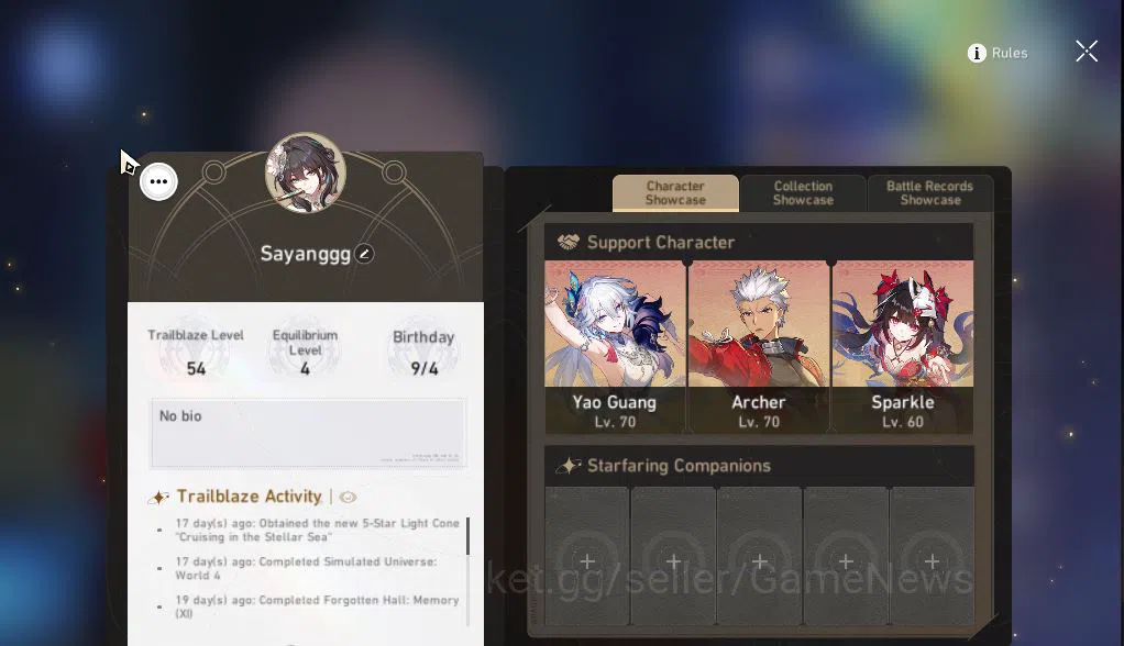Honkai Star Rail Accounts Asia|TL 54|5 Limited|Yao Guang+Sign,Sparkle,Dante, image 2