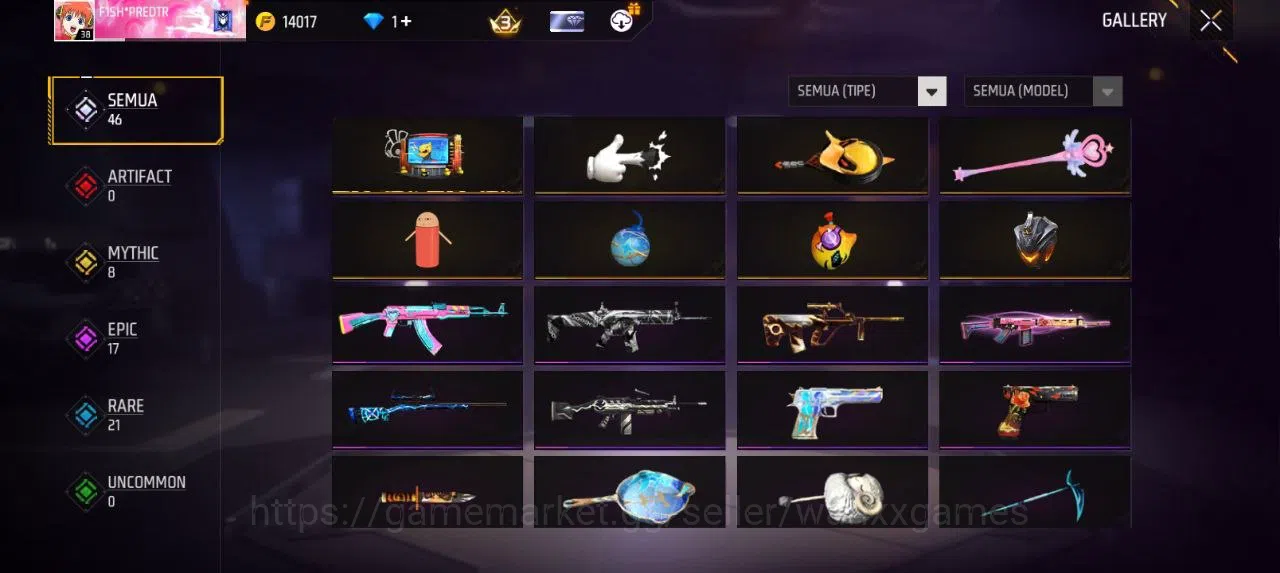 Free Fire Accounts Indonesia | AKUN LVL 38 VAULT 33 EMOTE 9 TAS 10 WEAPON 46 | W421 4