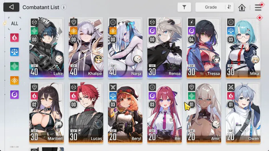 Chaos Zero Nightmare Accounts Global|Lv 33|4 SSR [Narja,Khalipe,Luke,Renoa]+9 SR(MikaM3,TressaM4,Etc)+10 SR Partners|Log 3