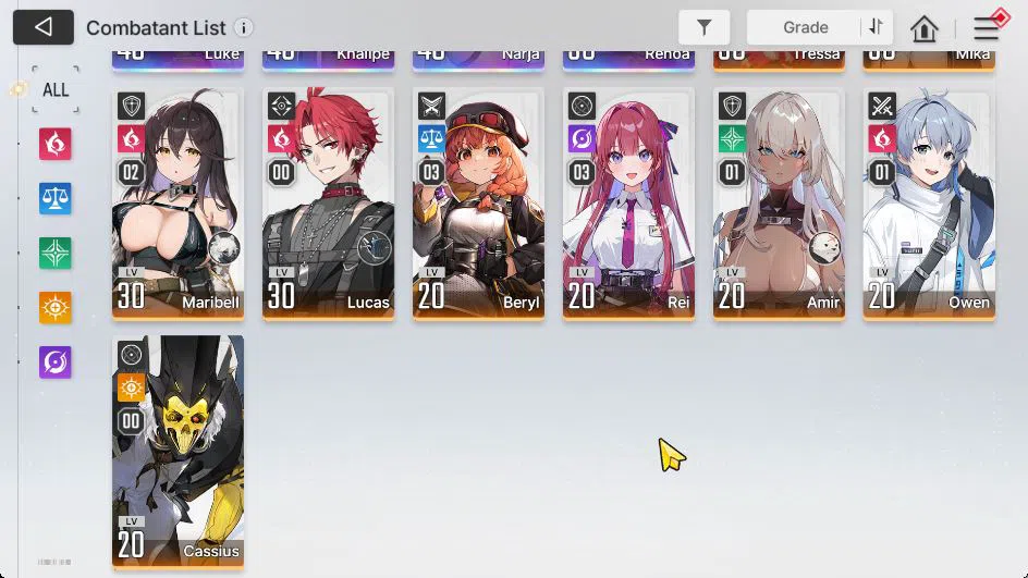 Chaos Zero Nightmare Accounts Global|Lv 33|4 SSR [Narja,Khalipe,Luke,Renoa]+9 SR(MikaM3,TressaM4,Etc)+10 SR Partners|Log 4