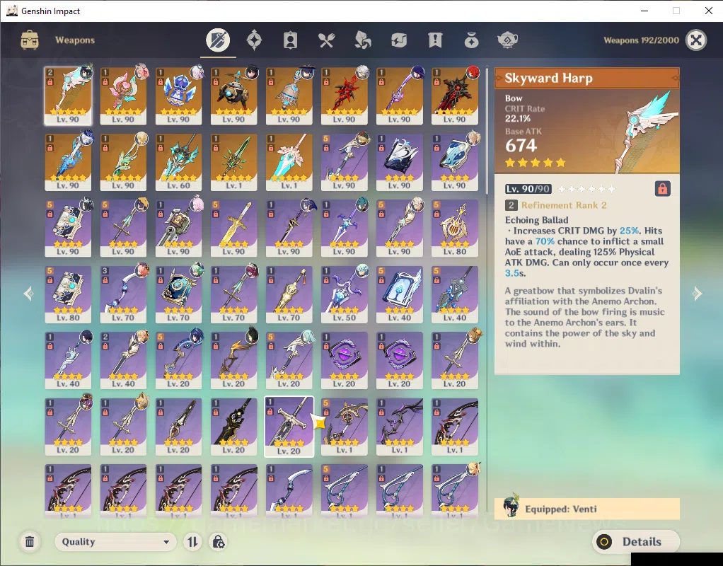 Genshin Impact Accounts ASIA|AR 59|8 Limited+13(*5WEP)|(WandererC1,Arlecch image 12