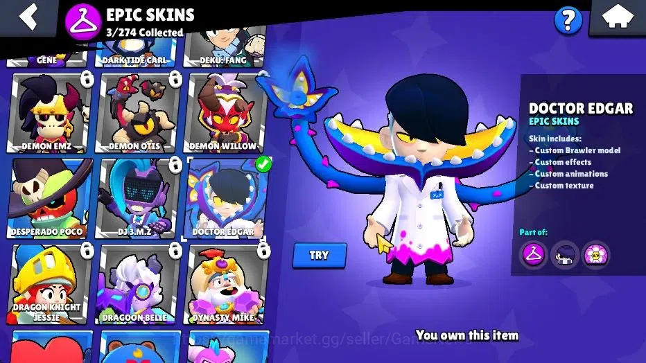 Brawl Stars Accounts 1185 Trophy|19 Brawlers 1 Max Lvl (Well Build Edgar)|3 Epic Skins 4 Super Rare|CN ON|TakeMail(BRS1146) 13