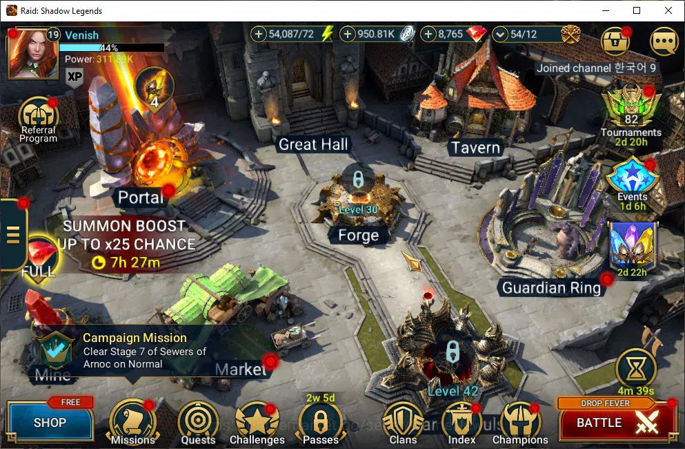 Lv19 311K Power|1 Mythical (Gharol Bloodmaul)|26 Legendary (Ninja,Wukong,Sulfuryion,Etc)|8,7K Gems+54K Energy|Plarium|(RSL1208) Raid: Shadow Legends Mid-Game Lv19 311K Power|1 Mythical (Gharol Bloodmaul)|26 L image 1