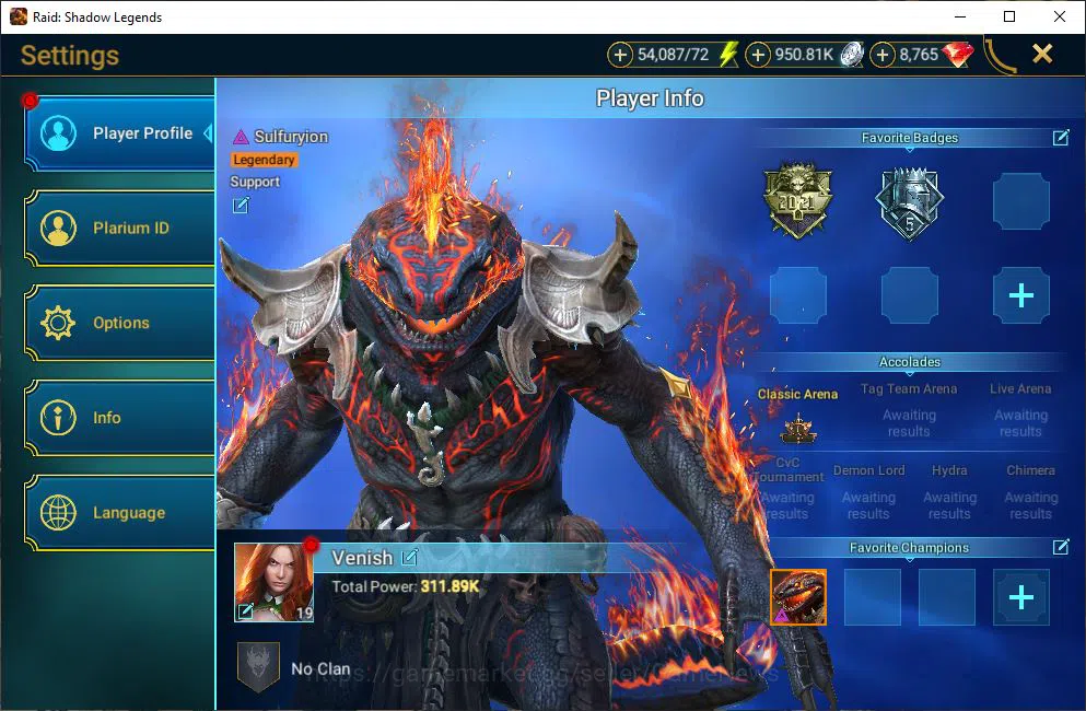 Raid: Shadow Legends Accounts Mid-Game Lv19 311K Power|1 Mythical (Gharol Bloodmaul)|26 Legendary 2
