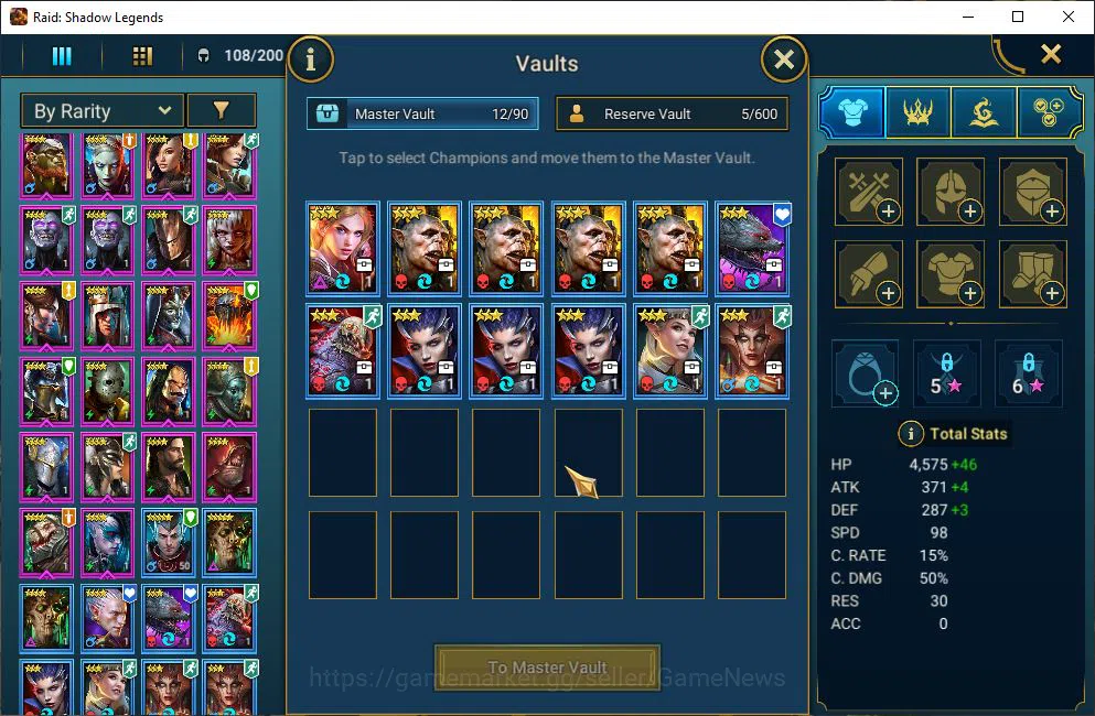 Raid: Shadow Legends Accounts Mid-Game Lv19 311K Power|1 Mythical (Gharol Bloodmaul)|26 Legendary 6