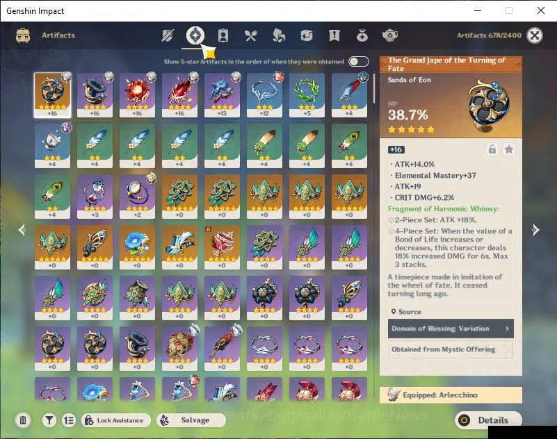 Genshin Impact Accounts Mid Game ASIA|AR 42|2 Limited+1 [5 Star's Weapon]|Arlecchino C1,Mualani]|Diluc,Bennett,Fischl Etc|MC 5