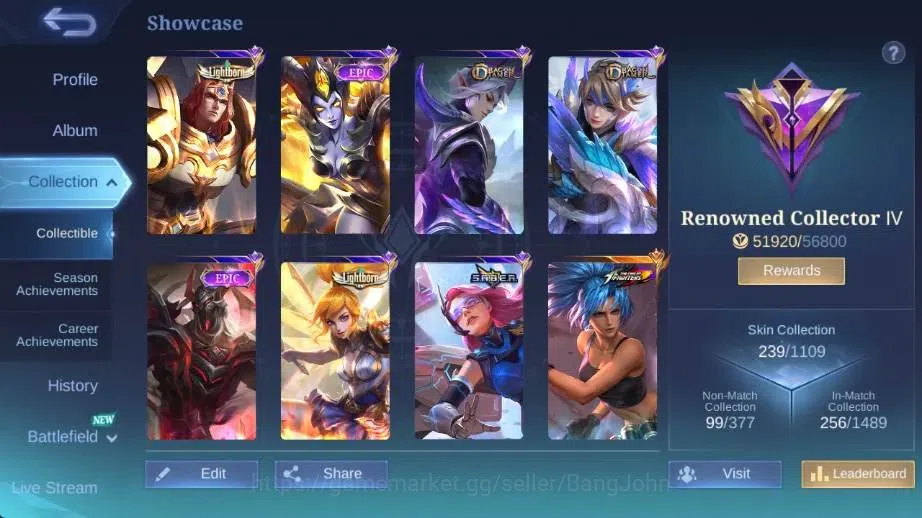 Mobile Legends: Bang Bang Accounts Global|Skin 239|Renowned|Collector Natalia|KOF Kar image 15