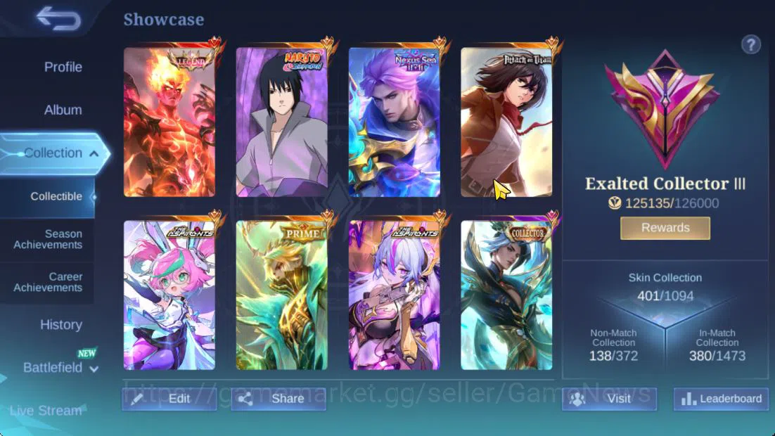 Mobile Legends: Bang Bang Accounts Hero 132|Skin 401|High Immo 327+Good WR|Legend Val image 3