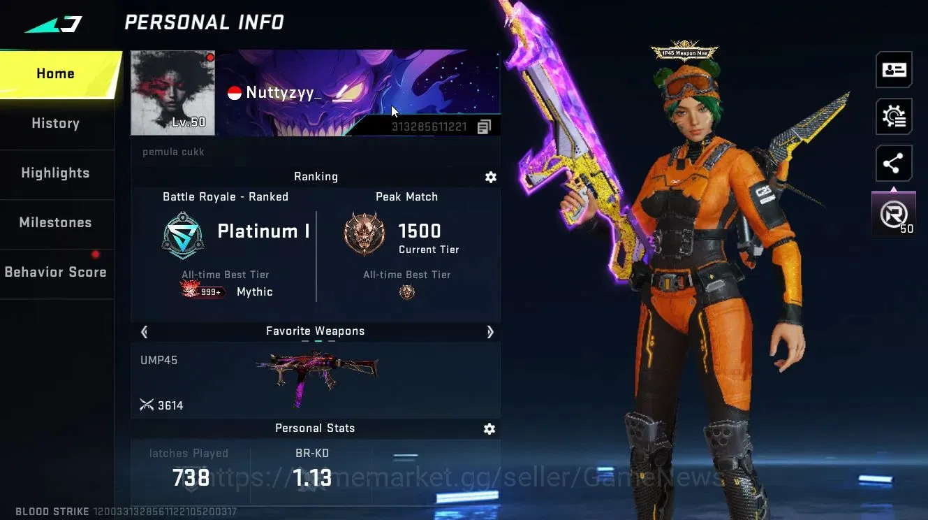 Blood Strike Accounts ASIA|Collab EVA [KATYA-EVA02,MCX]|Limited [RPK,MP1 image 2