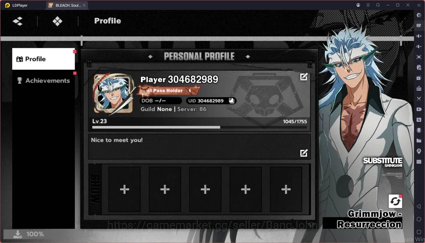 BLEACH: Soul Resonance Accounts Nuverse SEA | Lvl 23 | 4 SSR (Grimjow Resurrection, Ichiban, Kaname Tosen, Ikkaku 3