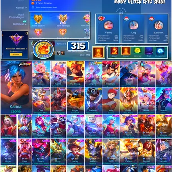 Mobile Legends: Bang Bang Accounts #4761 315 Skins | Karina Leona (KOF) | Roger Grimlock (TRANSFORMERS) | Badang Pegasus