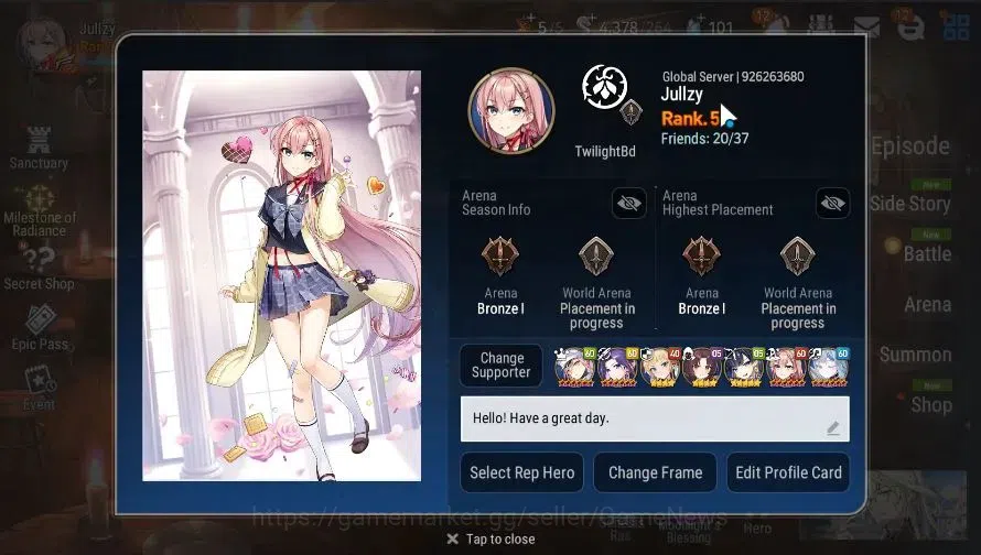 Epic Seven Accounts GLOBAL|UnVerif|6 ML(NM Luna,Harsetti,Straze,NC Lan image 2