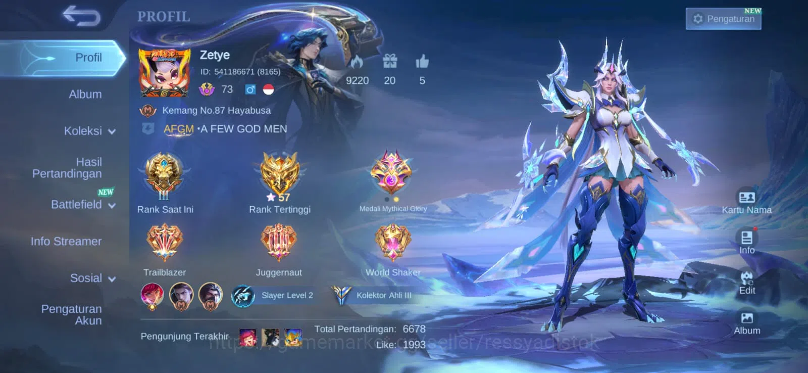 Mobile Legends: Bang Bang Accounts High Rank MLBB SKIN 182 | MAX HERO| MAX EMBLEM| EX GLORY *57,EPIC GUSION, GROCK 1
