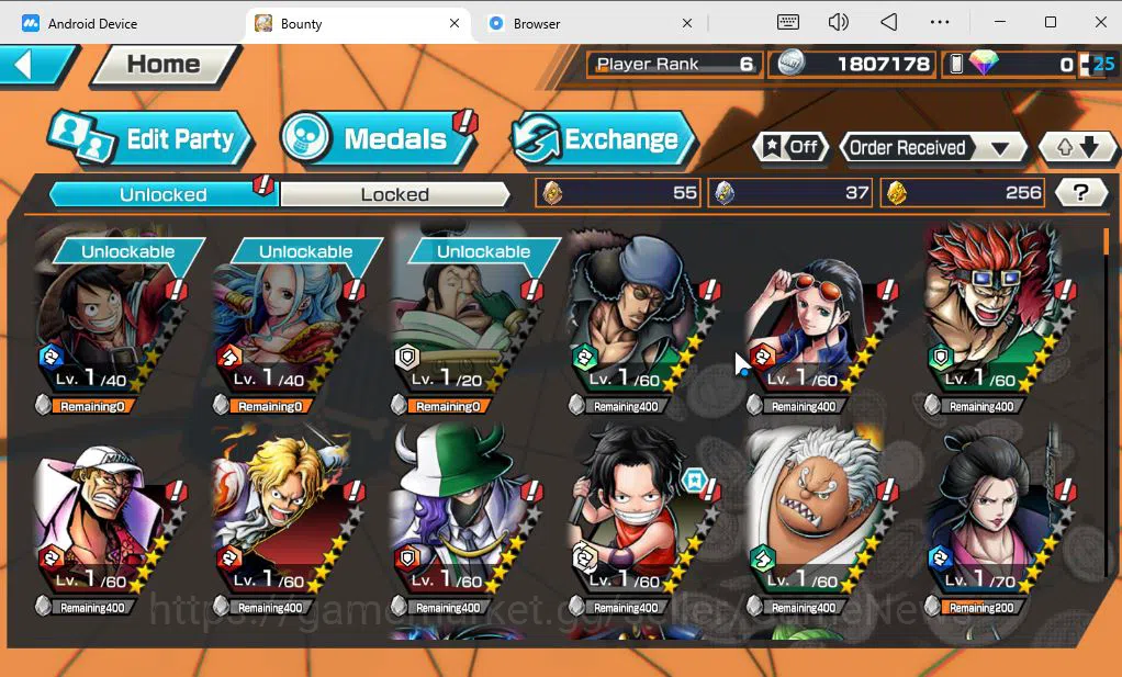 One Piece Bounty Rush Accounts Mid-Tier Global|4 EX|TFE Saturn,BP Kuzan,FZ Zephyr,KOP GD Roger|Rank6|Bandai|CheckSS(OPBR1840) 6