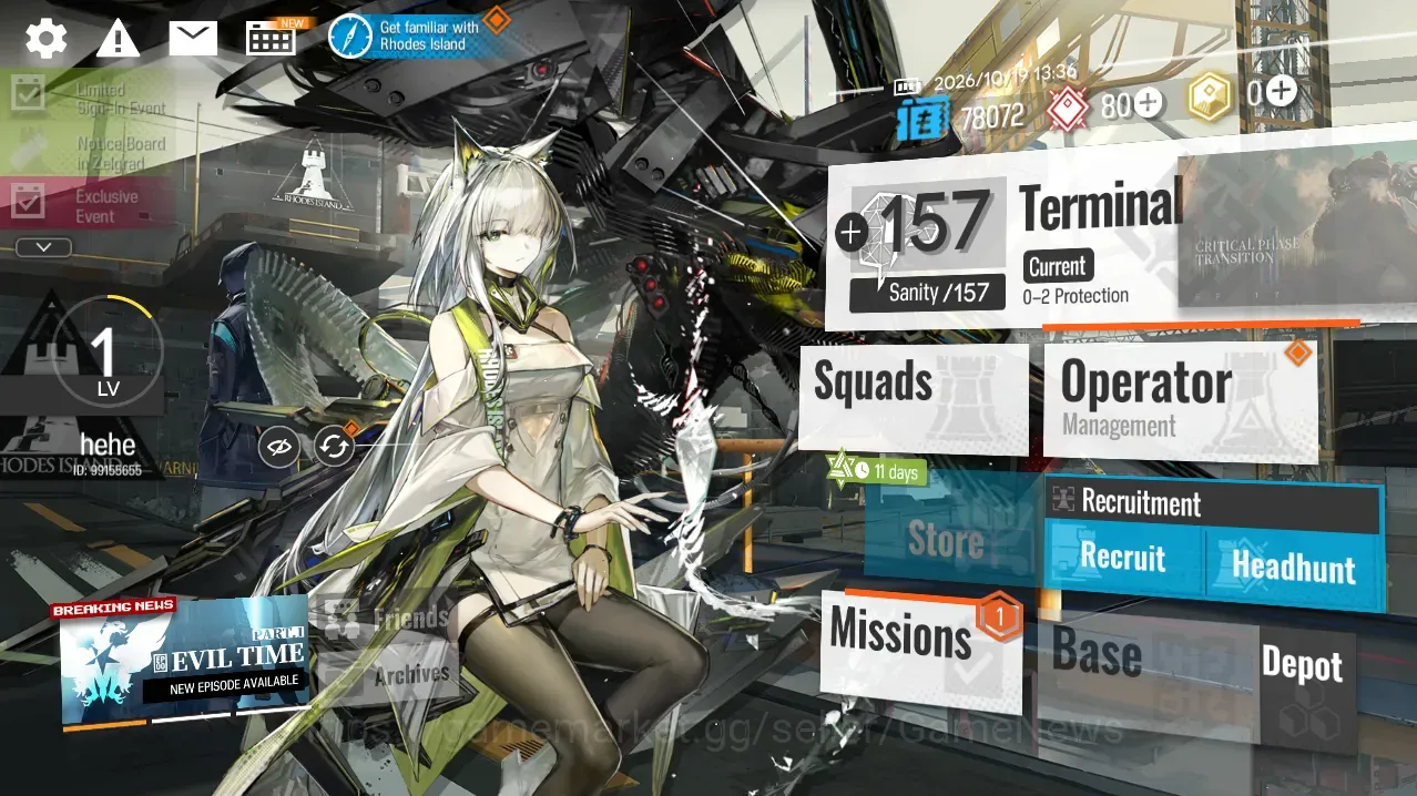 Arknights Accounts Starter Global|Starter Lv 1|32 Total Operator|1 Limited|( Kal'tsit Esperanta )|1 Top Op Transfer 1