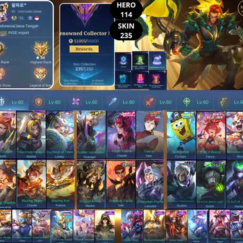 Mobile Legends: Bang Bang Accounts Smurf BEST OFFER | HERO 114 | SKIN 235 | CLAUDE LUCKYBOX | NATALIA COLLECTOR | LESLEY