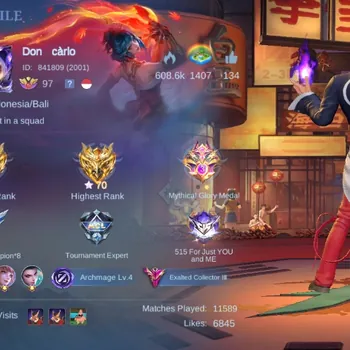 Mobile Legends: Bang Bang Accounts Others Global|Skin 418|Exalted III|Legend Lunox,KOF Karina+Chou,NeoBeast Lylia,Collector