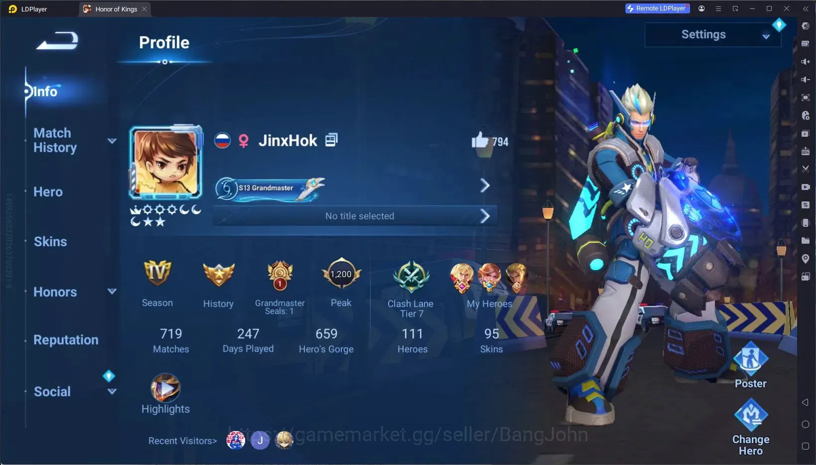Honor of Kings Accounts Global|111H 95S |Grand Master Gan & Mo, Legend Di  image 2