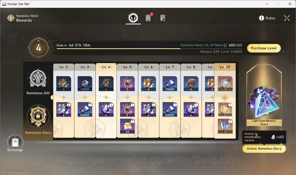 Honkai Star Rail Accounts Others ASIA|TL 70|12 Limit|Jade 5