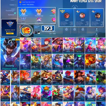 Mobile Legends: Bang Bang Accounts #4668 193 Skins | Badang Pegasus Seiya (SAINT SEIYA) | Vale Gaara (NARUTO) | Carmilla
