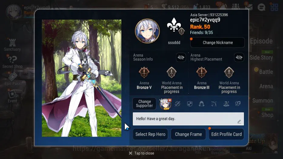 Epic Seven Accounts Asia Verif|12 ML(Belian,F Cecilia,SP Politis,A Yuf image 1