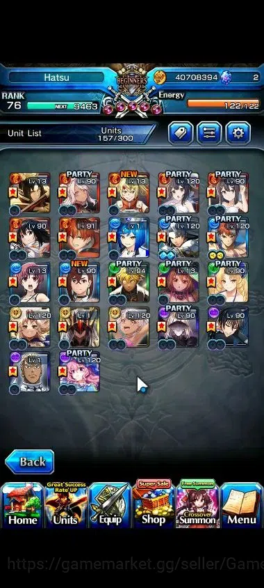 Grand Summoners Accounts End-Game Global|Rank 76|21 Ascend+8 TW|(Roy,S Miyu,Emiya,Himura,Stark,S 4