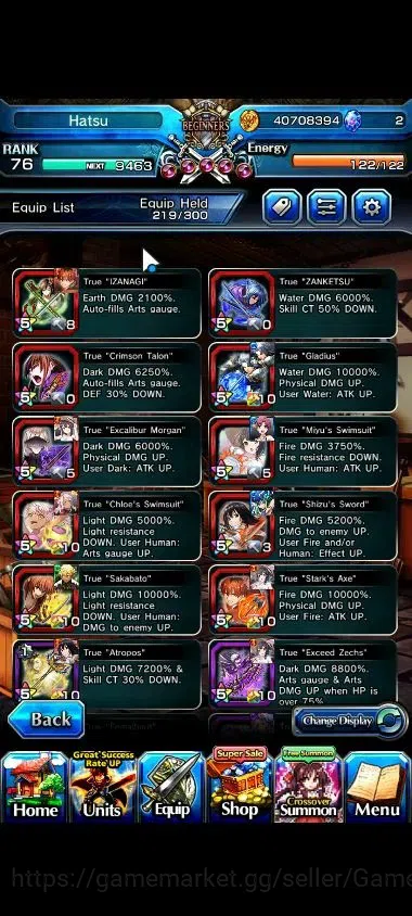Grand Summoners Accounts End-Game Global|Rank 76|21 Ascend+8 TW|(Roy,S Miyu,Emiya,Himura,Stark,S 5