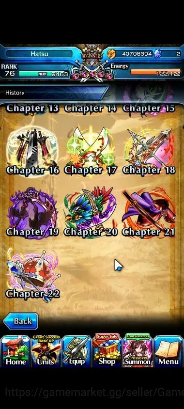 Grand Summoners Accounts End-Game Global|Rank 76|21 Ascend+8 TW|(Roy,S Miyu,Emiya,Himura,Stark,S 9