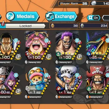 One Piece Bounty Rush Accounts High-End Mobile|PR 35|10ex|5 Max|Zoro Sanji,Borsalino,Olin,Zephyr,St
