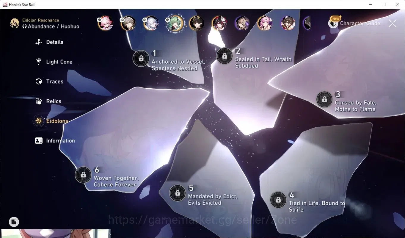 Honkai Star Rail Accounts End Game ASIA|Evanescia L70+Sig LC L70|Huohuo L70|Yao Guang L70|Eternity L70|10x 5*Char|7x 6