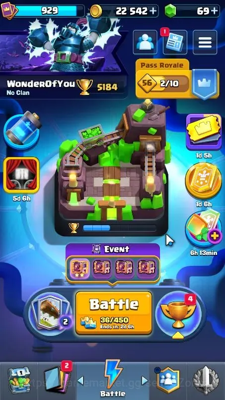 Clash Royale Accounts High-End Trophy 5184 | KTL 11 | Arena 15 | Ranked Master I | 7 Evo | 22.5K Gold | 69 1