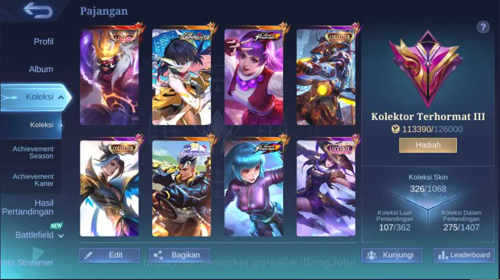 Mobile Legends: Bang Bang Accounts Hero 128 | Skin 326 | Legend Franco, Collector Yi  image 2