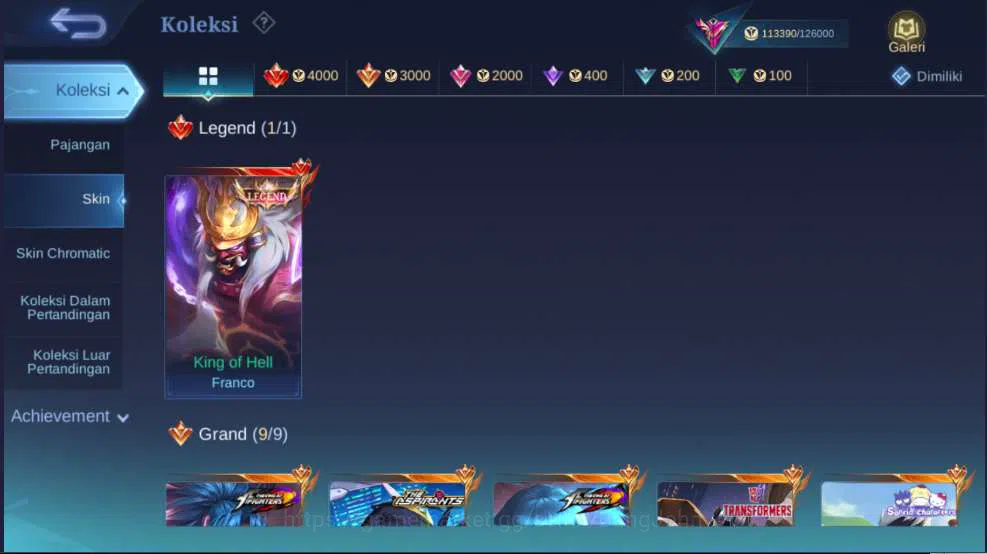 Mobile Legends: Bang Bang Accounts Hero 128 | Skin 326 | Legend Franco, Collector Yi  image 3