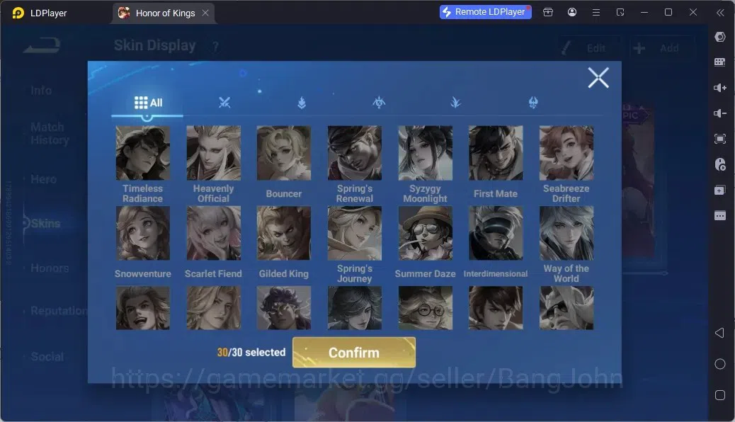 Honor of Kings Accounts Rare Skin Global |113H 244S|1Limbo|1LNY|GM 20