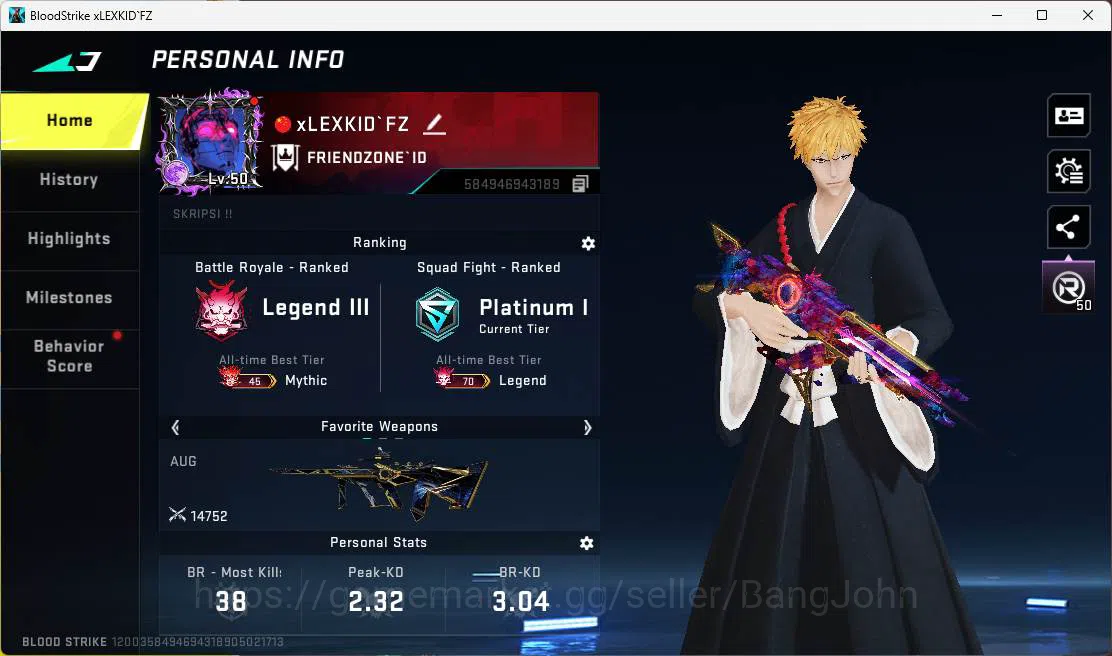 Blood Strike Accounts ASIA |Eter Zero|Bleach Spike Zero|Eternal M4A1 KAG image 2